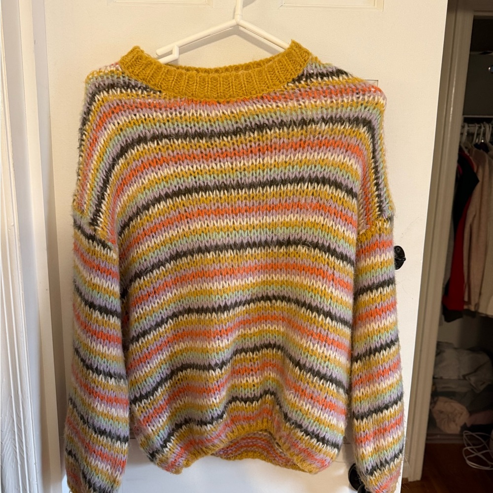 fab'rik Vibrant Striped Crew Neck Sweater